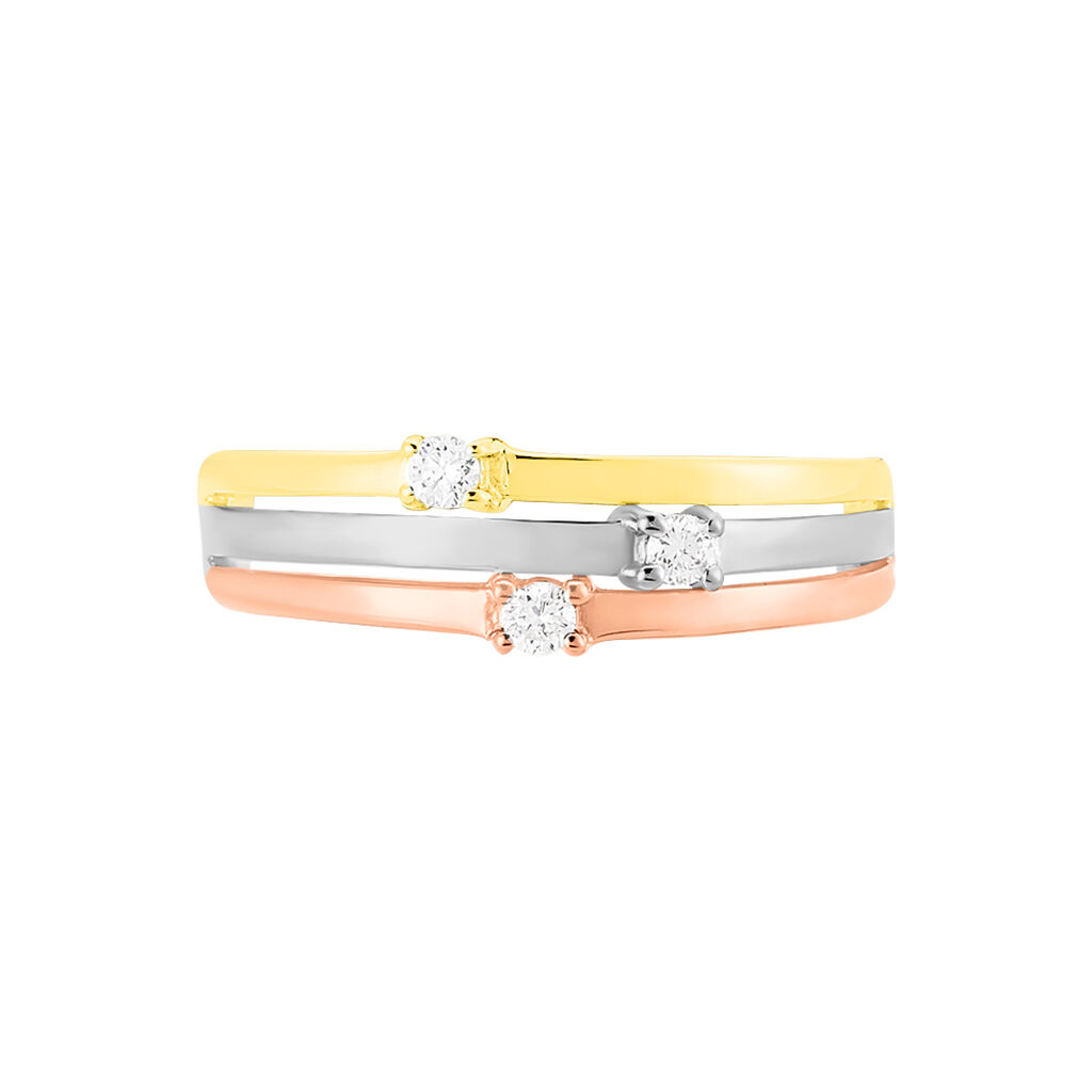 Bague Superposition Or Tricolore Diamant