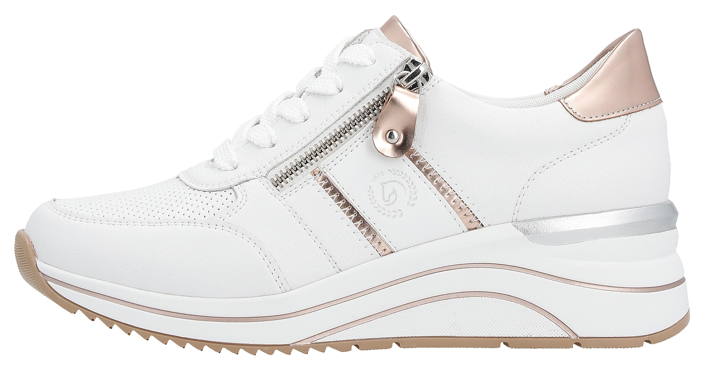 Remonte Keilsneaker  , Freizeitschuh, Halbschuh, Schnürschuh mit Metallic-Kontrastbesätzen