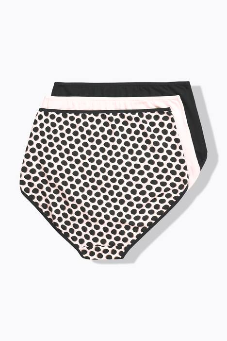 Maxislips, 3er-Pack, Punkte/ einfarbig, schwarz