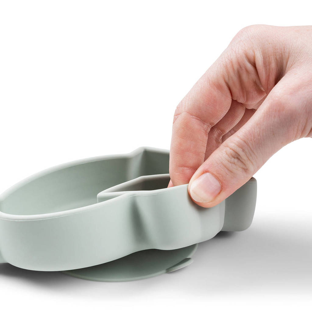 Silicone Stick&Stay snack plate Birdee Green