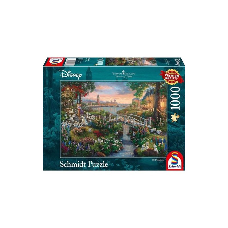 Puzzle 1000 pièces - Kinkade - 101 Dalmatiens