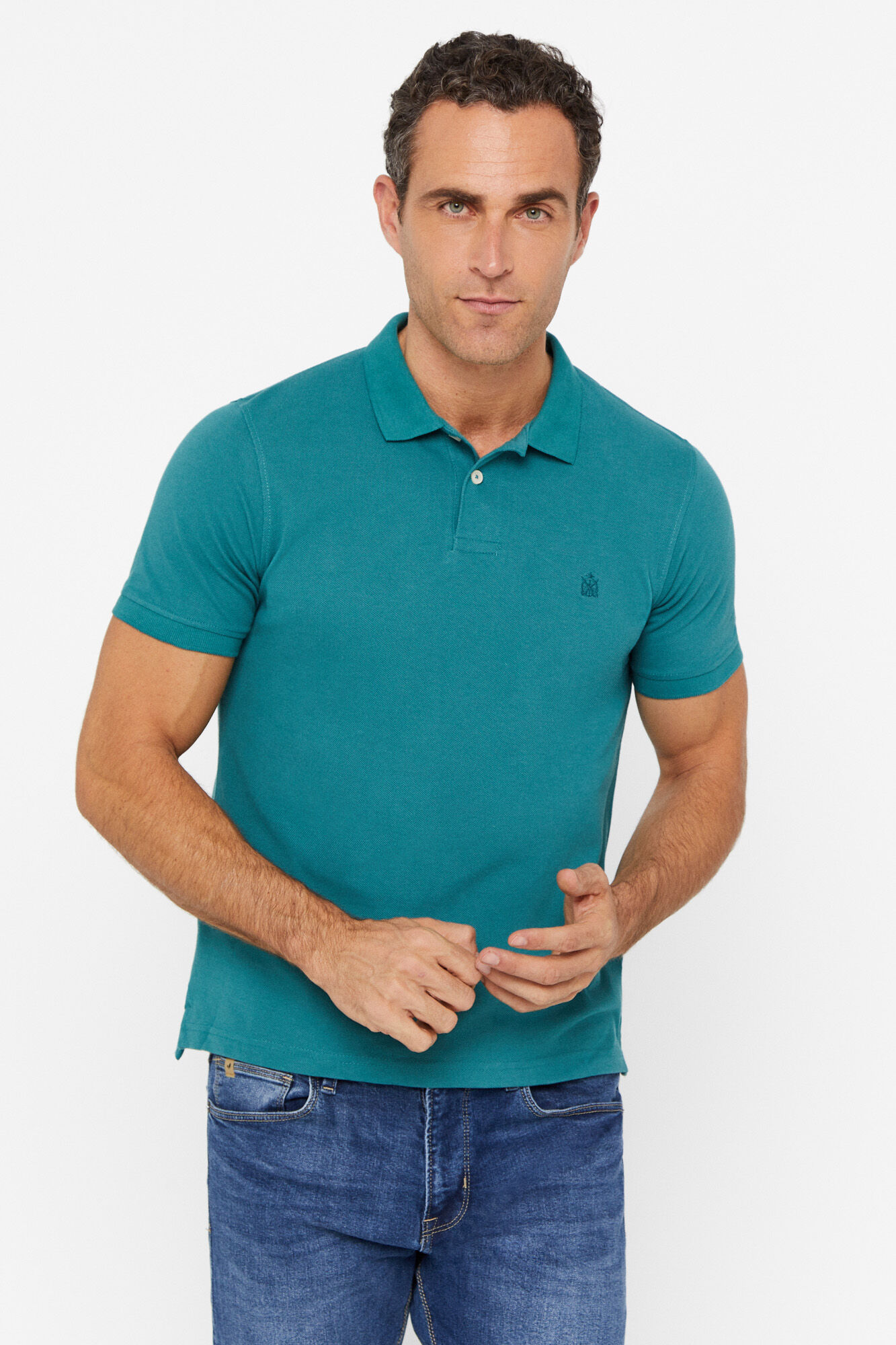 Polo piqué com logo - Turquesa