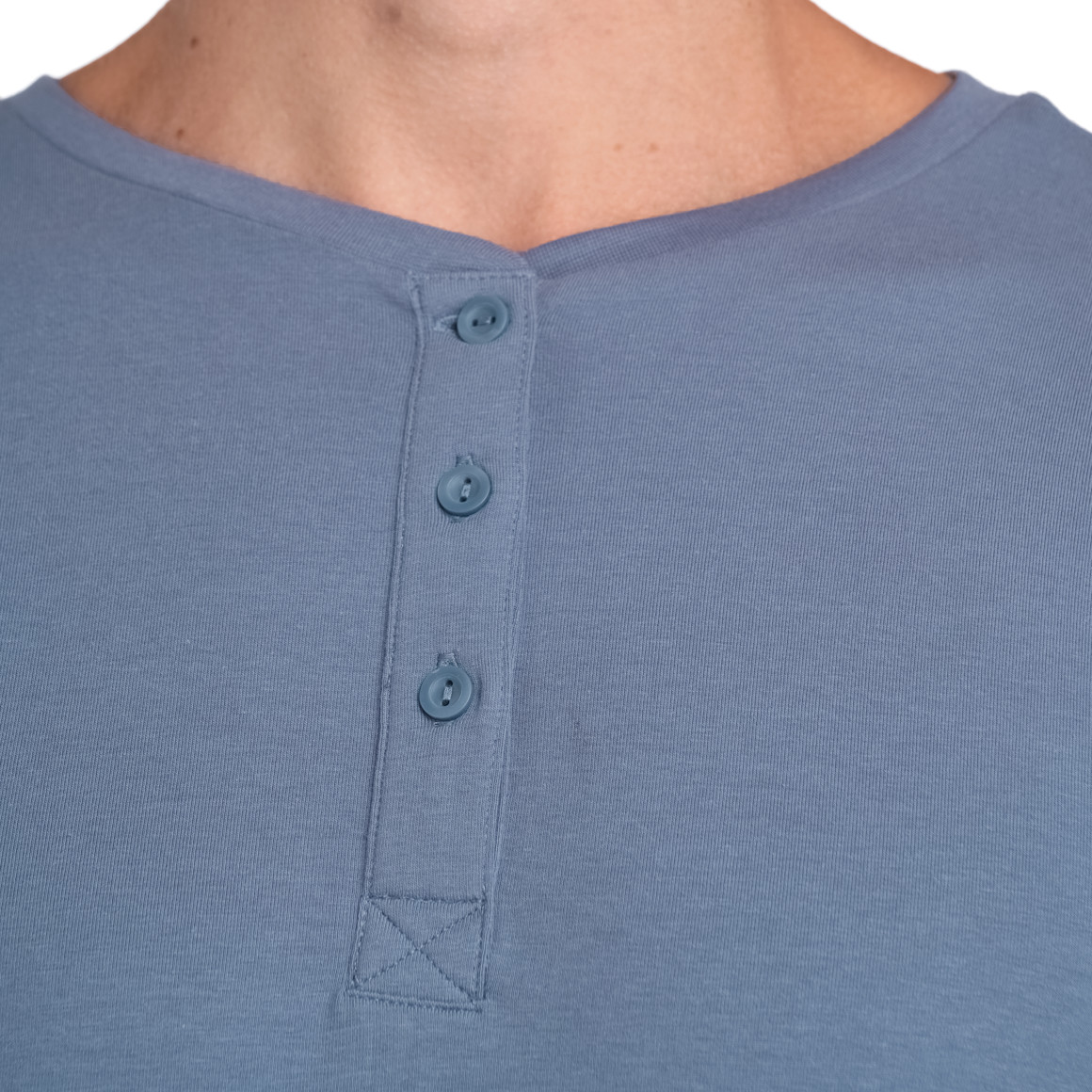 VanVaan Herren T-Shirt mit Serafino-Ausschnitt blau