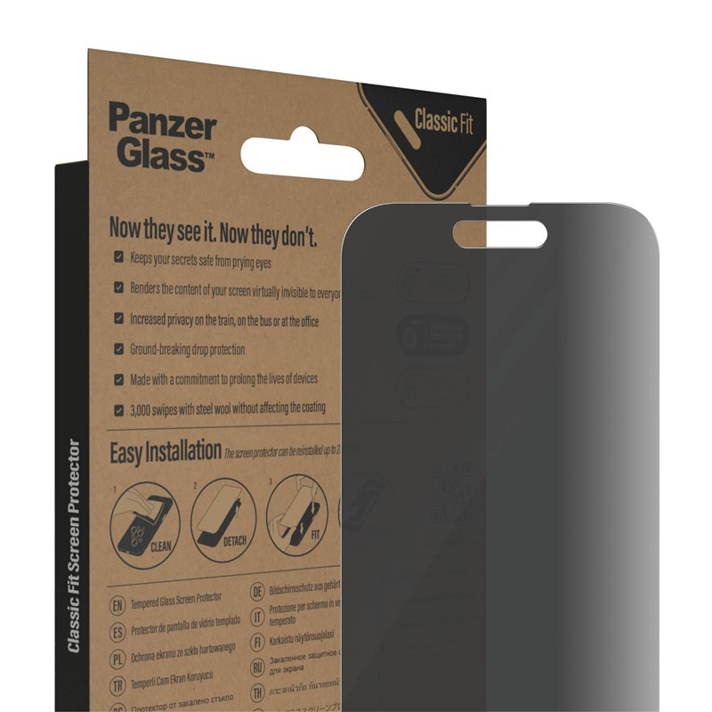 iPhone 14 Pro Antibakterielle Privacy Panzer Glas Displayschutz Case Friendly (P2768)