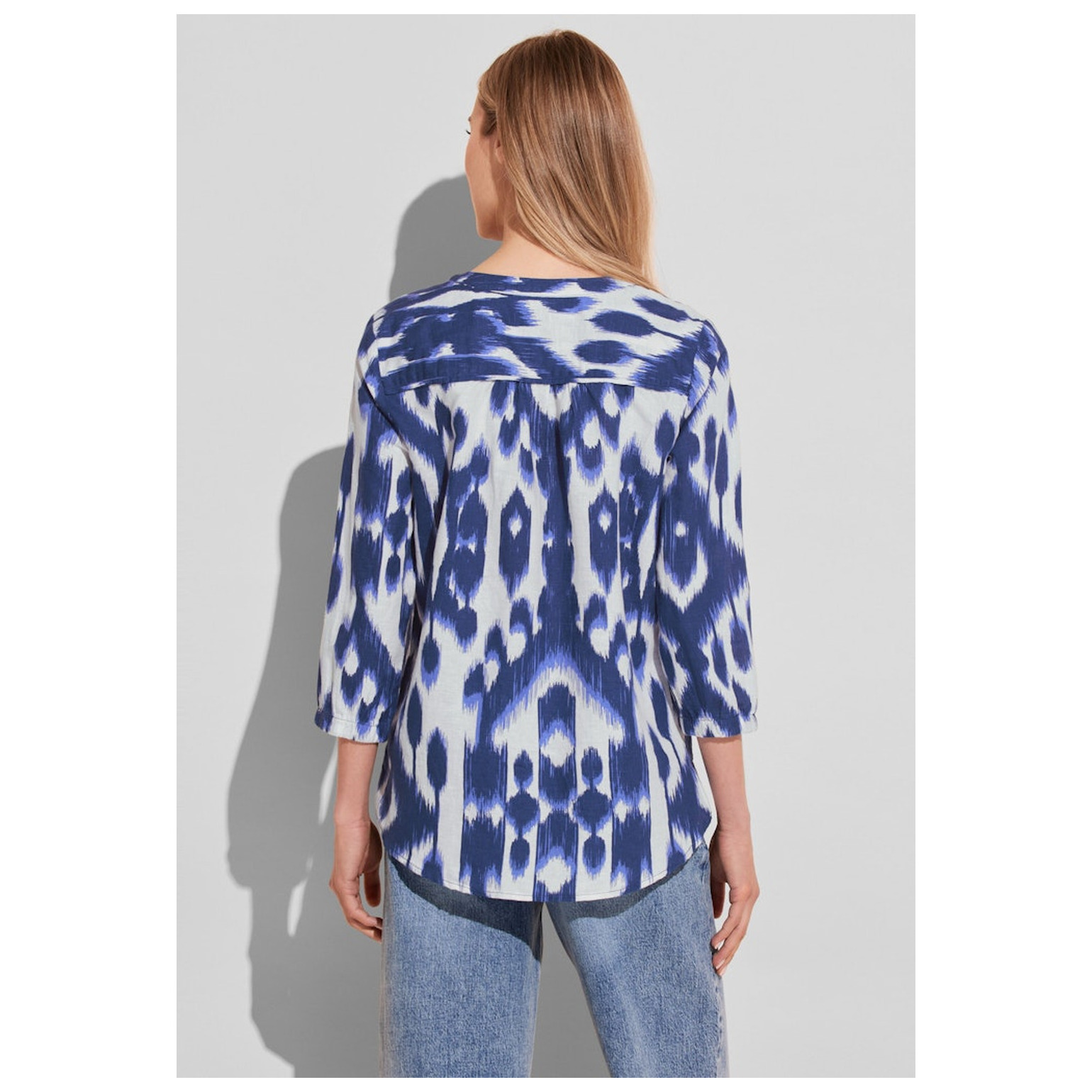 Street One LS_Printed splitneck blouse w