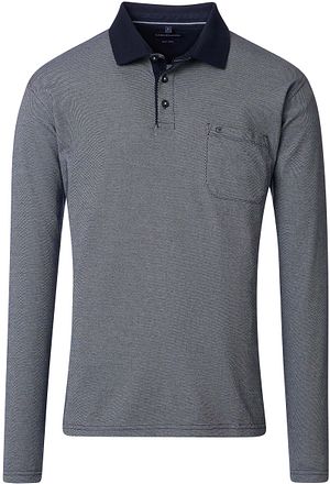 Casa Moda Long Sleeve Polo Structure Blauw 454385000-105 kopen