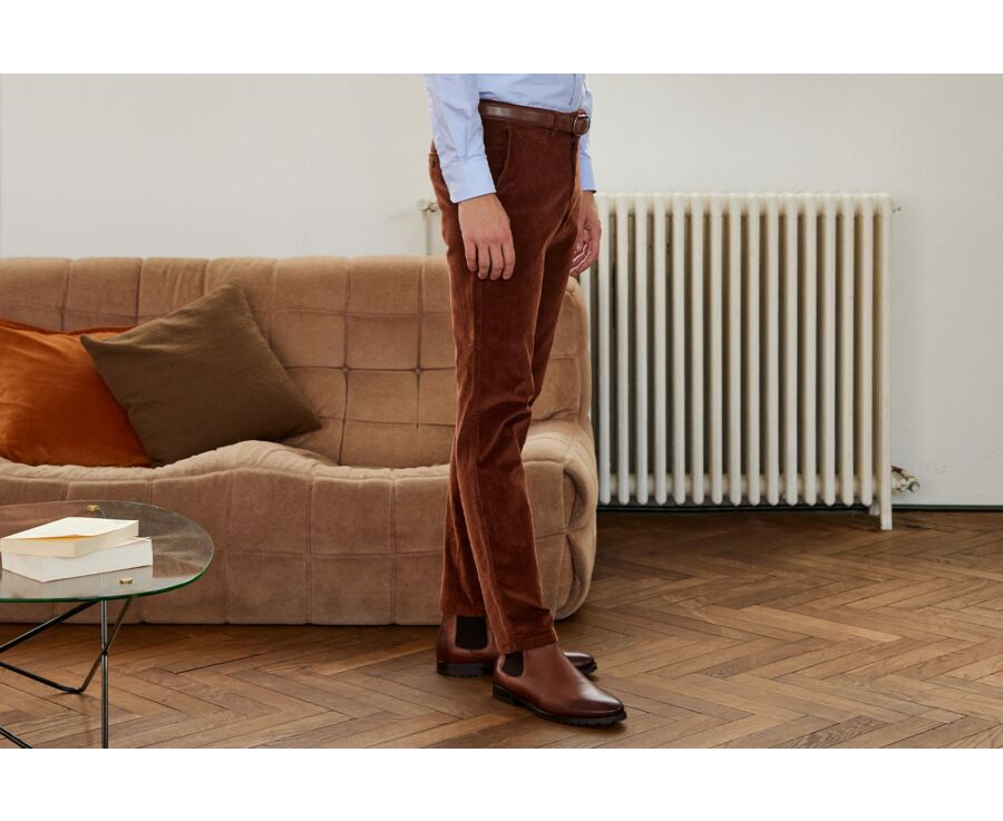 Pantalon chino velours côtelé homme Caramel Foncé - NORMAN