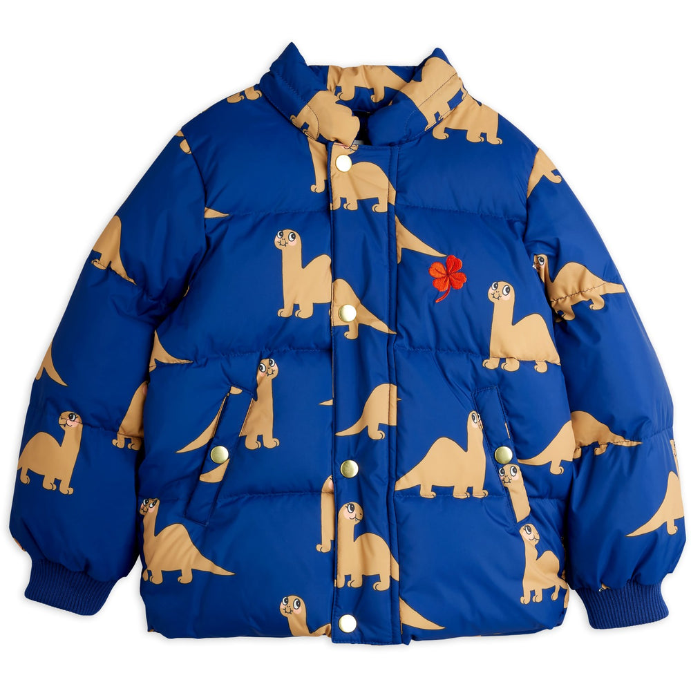 Køb Mini Rodini Blue Dinos AOP Hooded Puffer