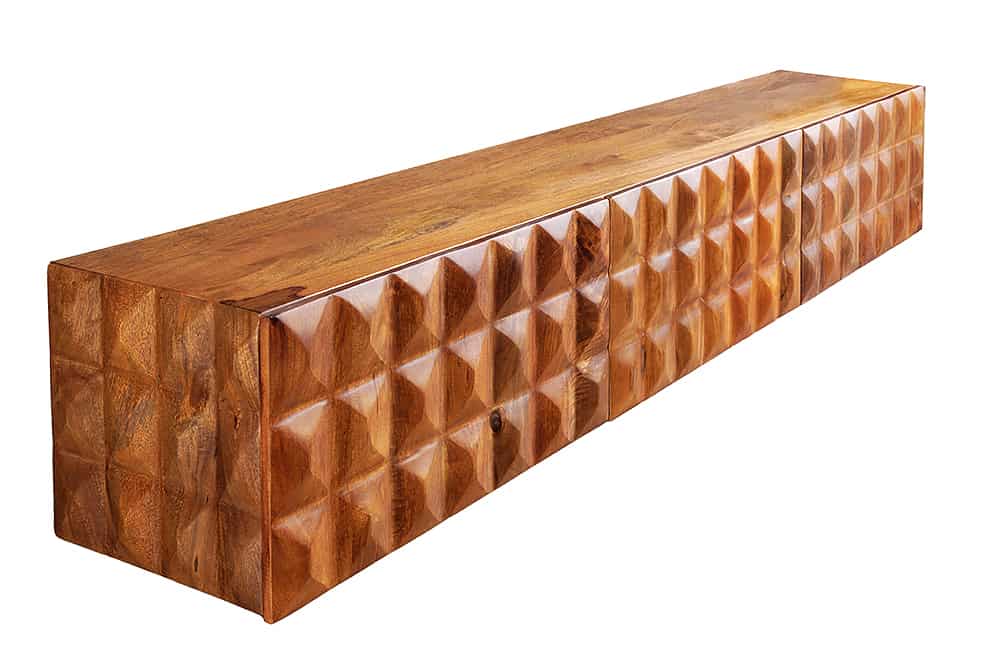 Massivholz TV Lowboard VULCANO 160cm hängend natur Mango Wohnzimmer