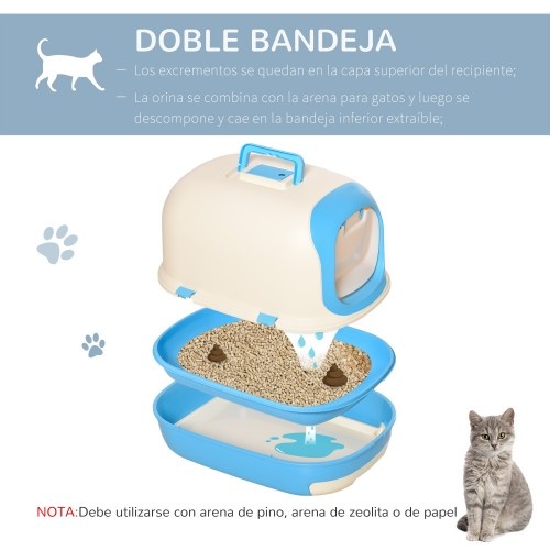 Caixa de areia para gatos PawHut, portátil, azul