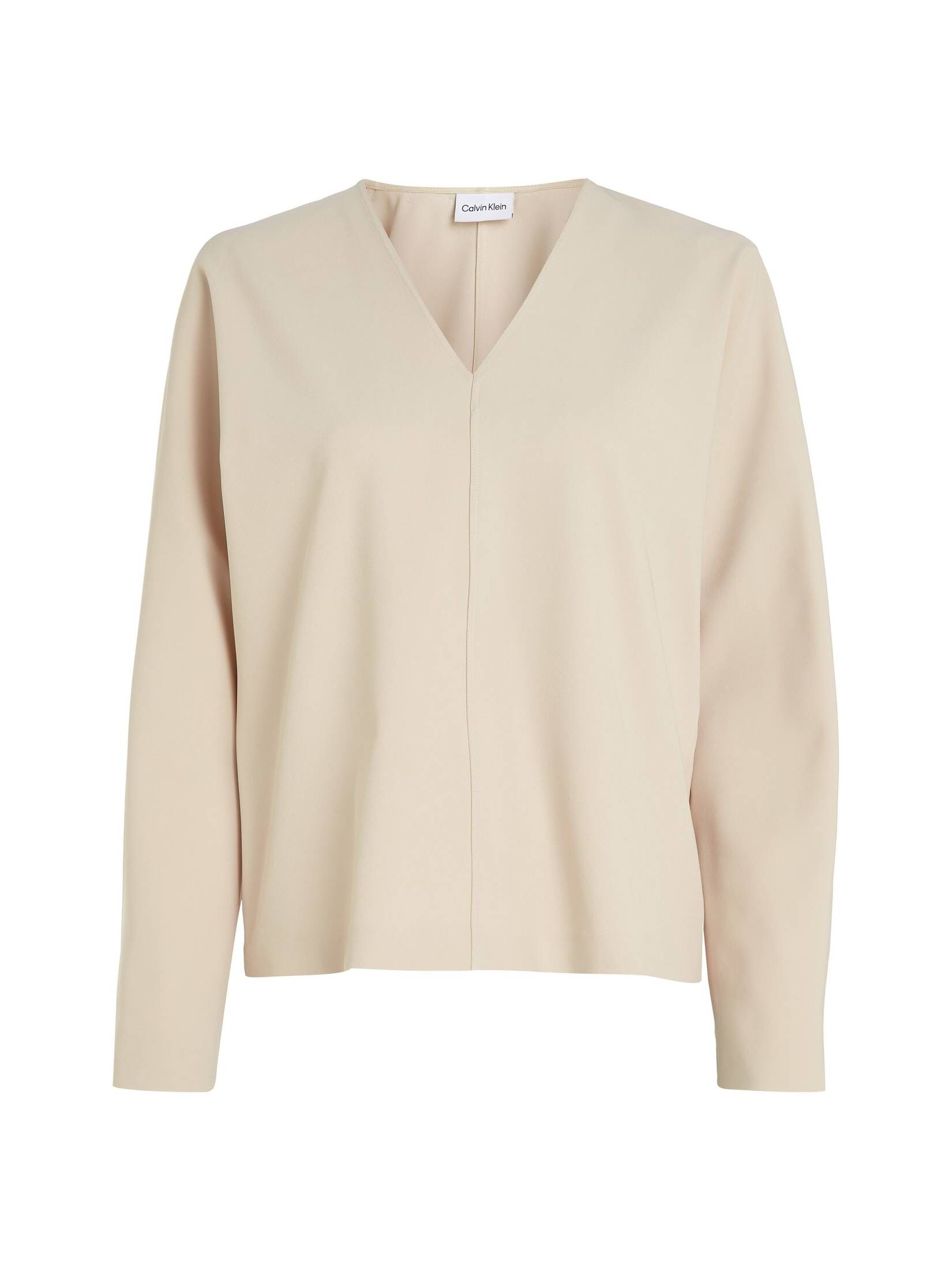 CALVIN KLEIN| Damen Bluse STRUCTURE TWILL V NECK LS TOP Langarm