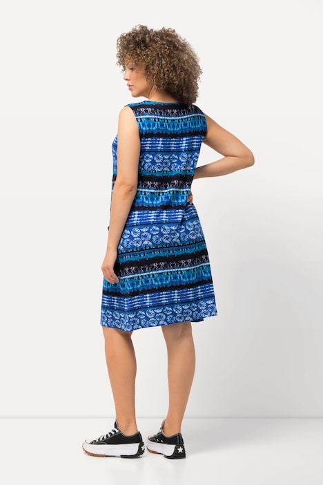Jerseykleid, Musterstreifen, Rundhals, ärmellos, Taschen