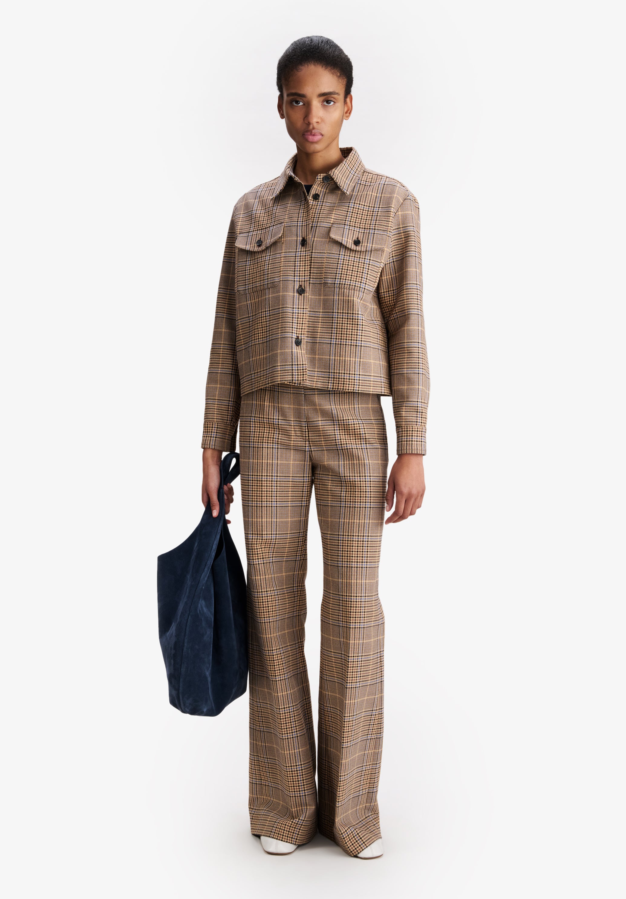 Veste marron à carreaux - Beige