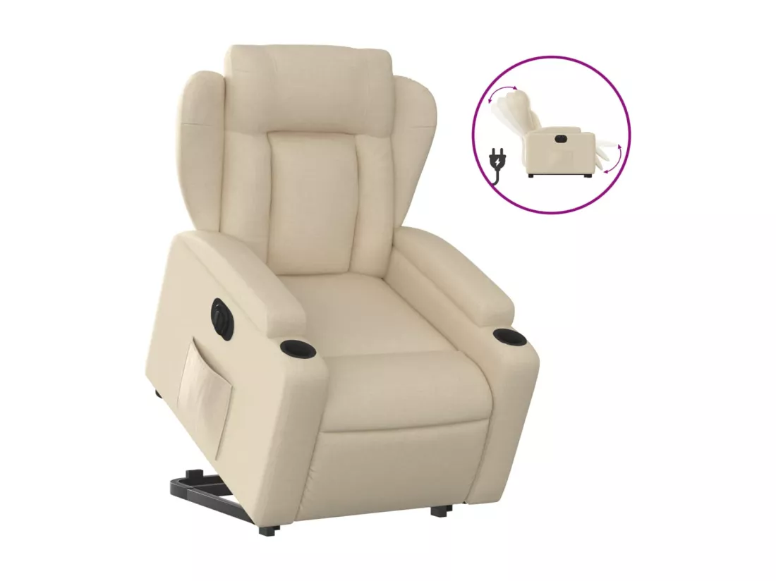 Fauteuil inclinable électrique crème tissu