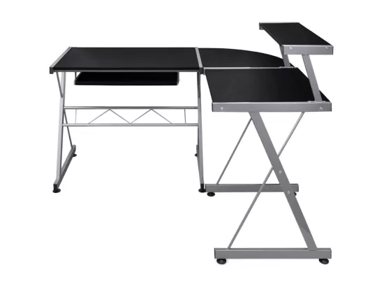 Bureau d'ordinateur d'angle Noir 132x112x99cm Bois d'ingénierie
