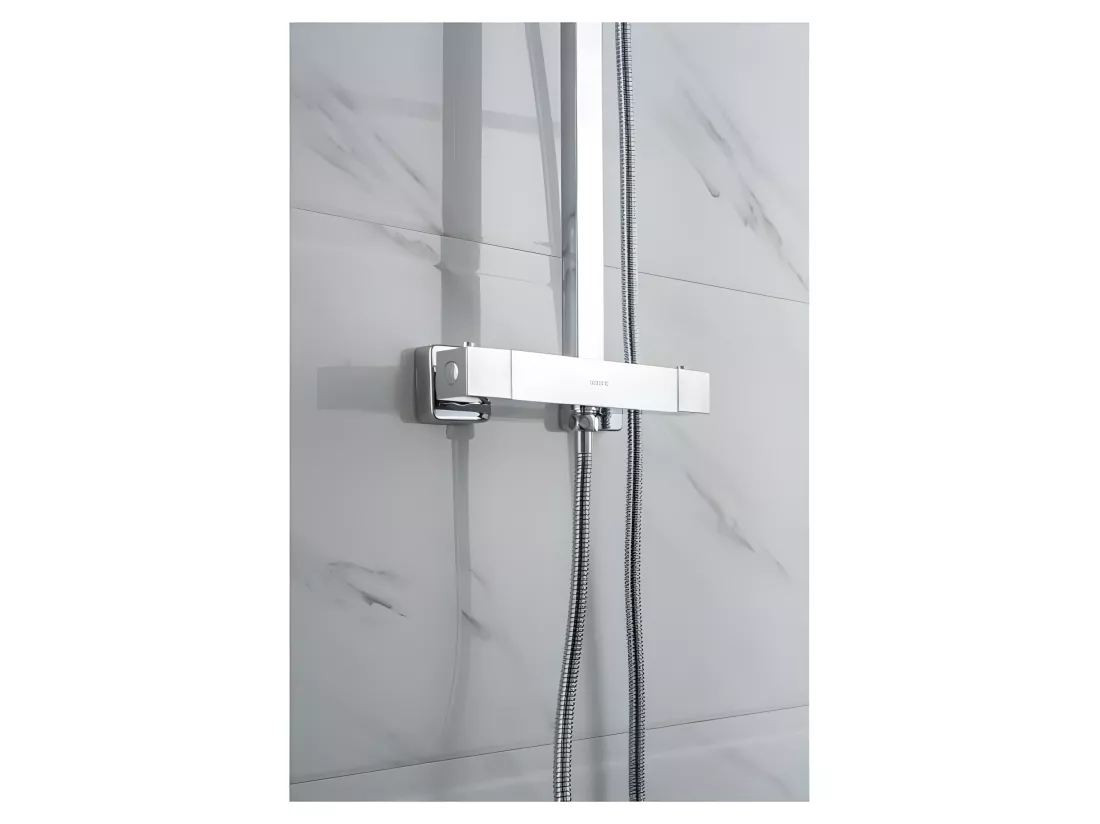 OCEANIC Colonne de douche - Mitigeur thermostatique - Pomme haute rectangle 30x20 cm - Chrome