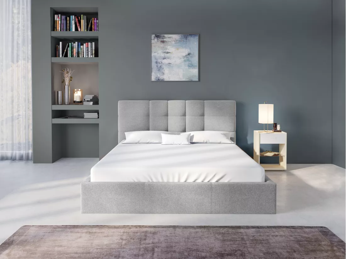 Lit coffre 180 x 200 cm - Tissu - Gris - ELIAVA de Pascal Morabito