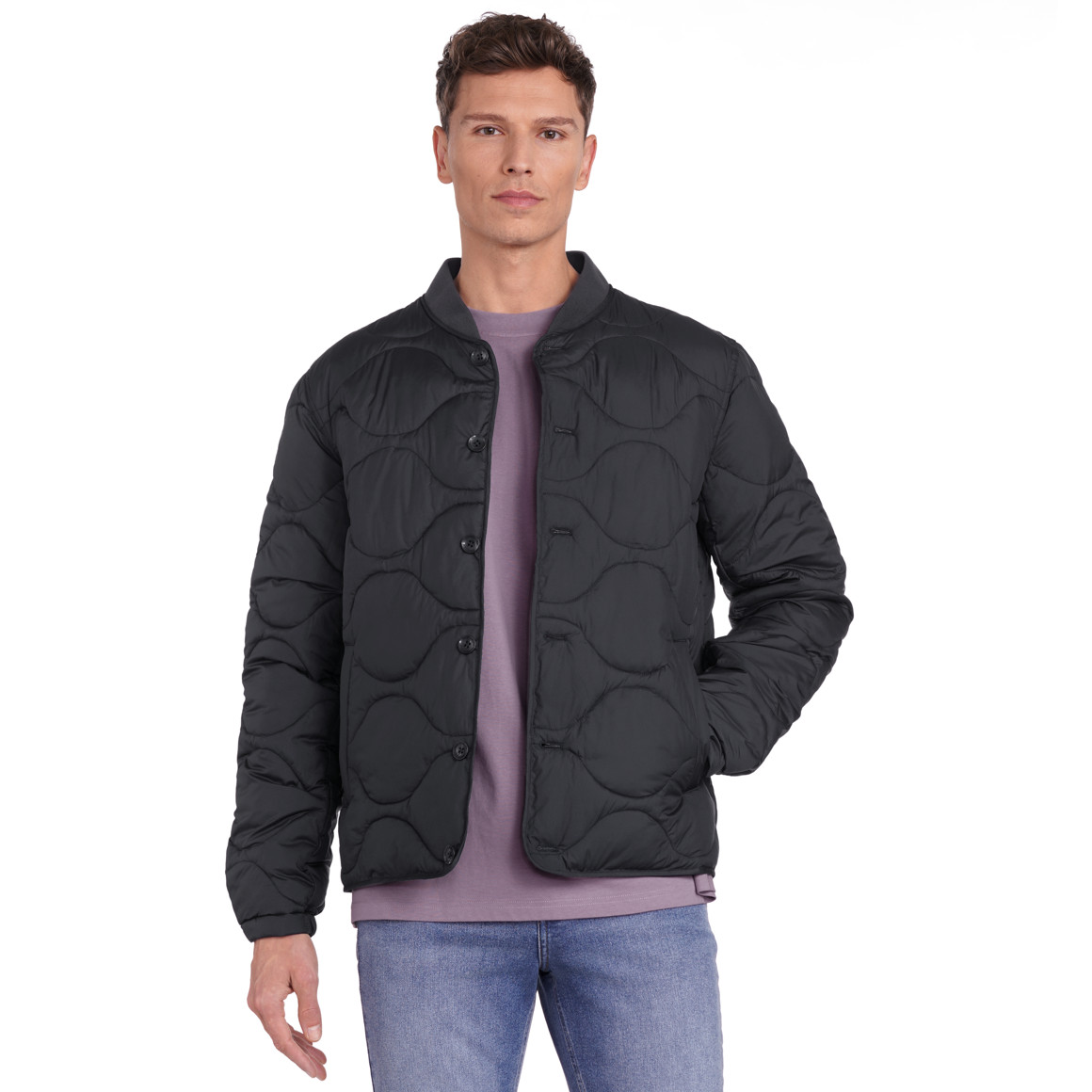 Jonas Nielsen Herren Steppjacke mit Knopfleiste dunkelblau