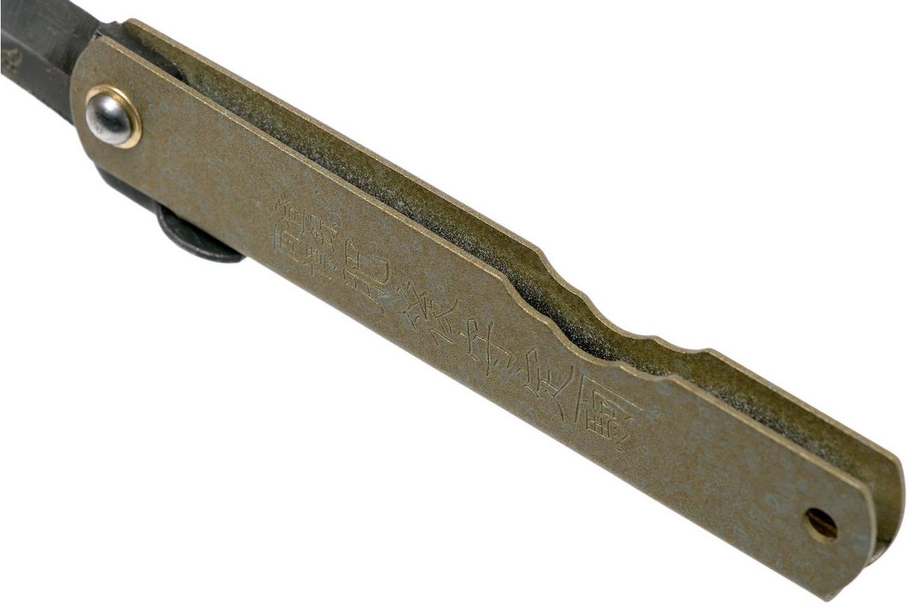 Higonokami zakmes 7,3 cm HIGOC1B, Blue paper steel, Bronze Finished Steel