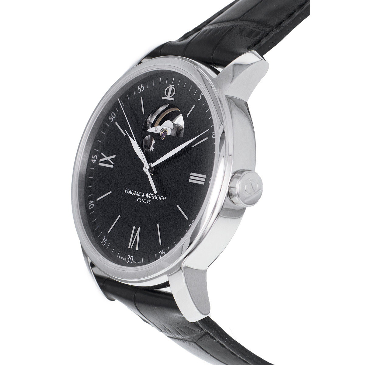 Montre d'occasion BAUME & MERCIER classima femme automatique bracelet cuir noir