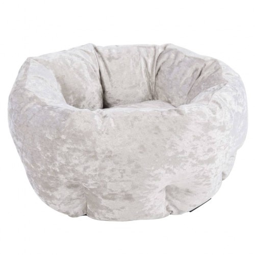 Cama para animais de estimação em formato de donut prateado