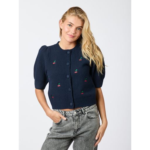 Neo Noir Trudy Embroidery Knit Cardigan, Navy, 36