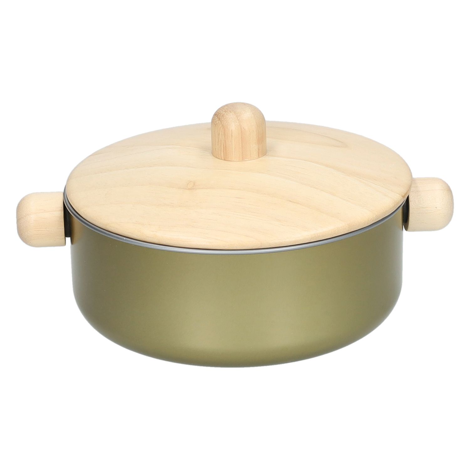 Pannenset, metaal en rubberhout, 2+