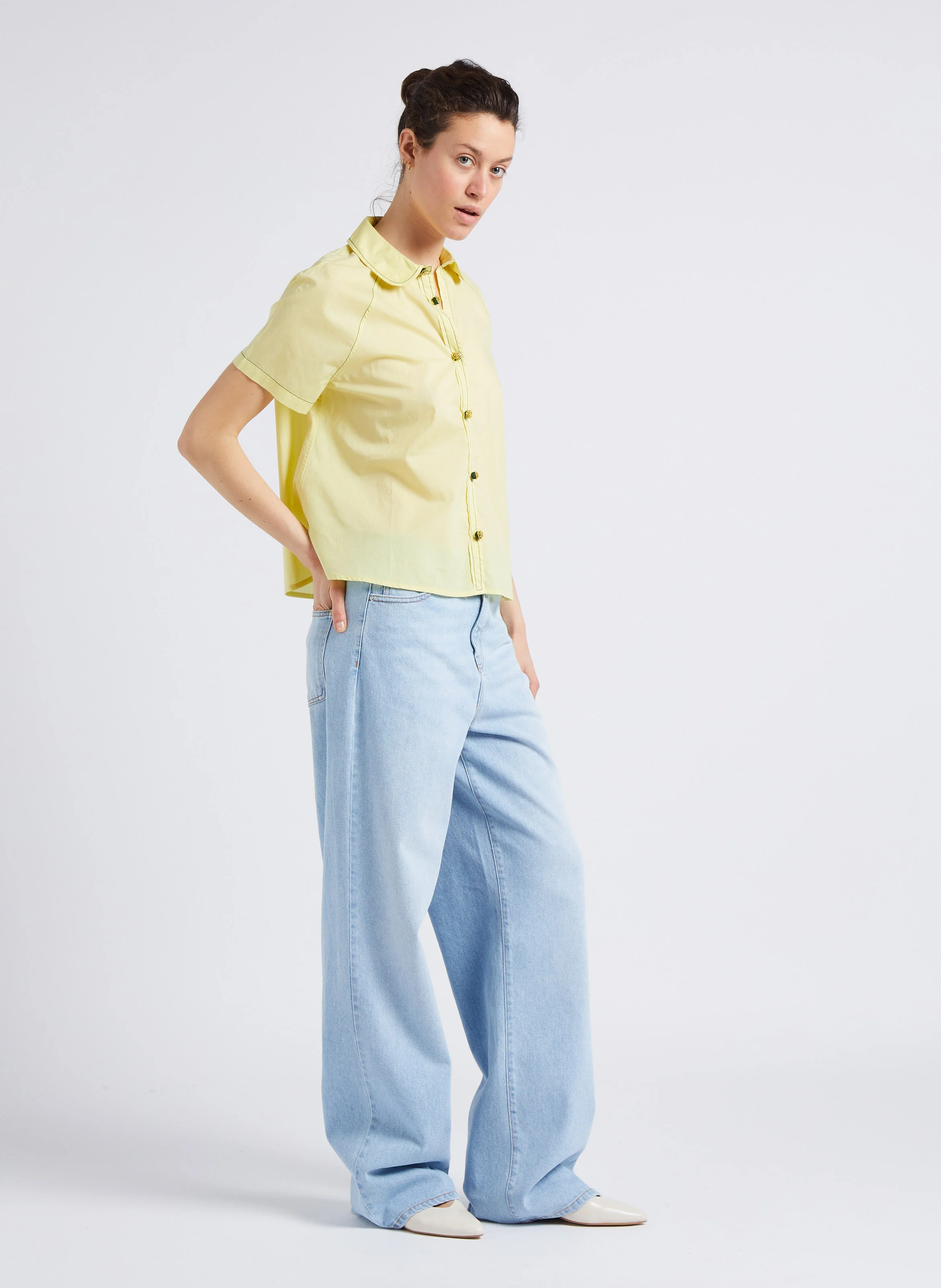DAWN - Jean large en denim délavé | Bleu