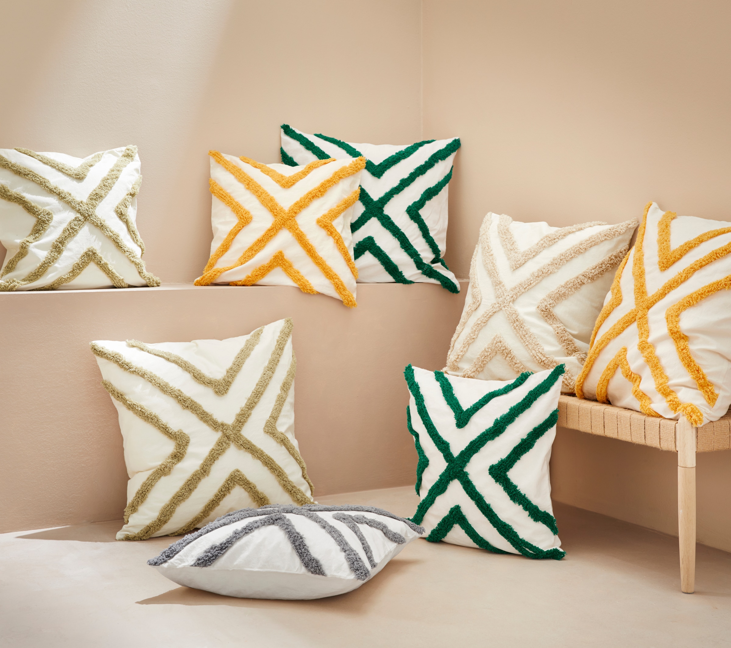 LeGer Home by Lena Gercke Dekokissen »Sidonie« 2-er Set, Hoch-Tief Design, Kissenhüllen ohne Füllung, zwei Grössen