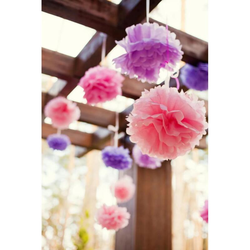 PAPIER DE SOIE, Set de 3 pompons à suspendre Ø30x1 et Ø40x2 - Mauve
