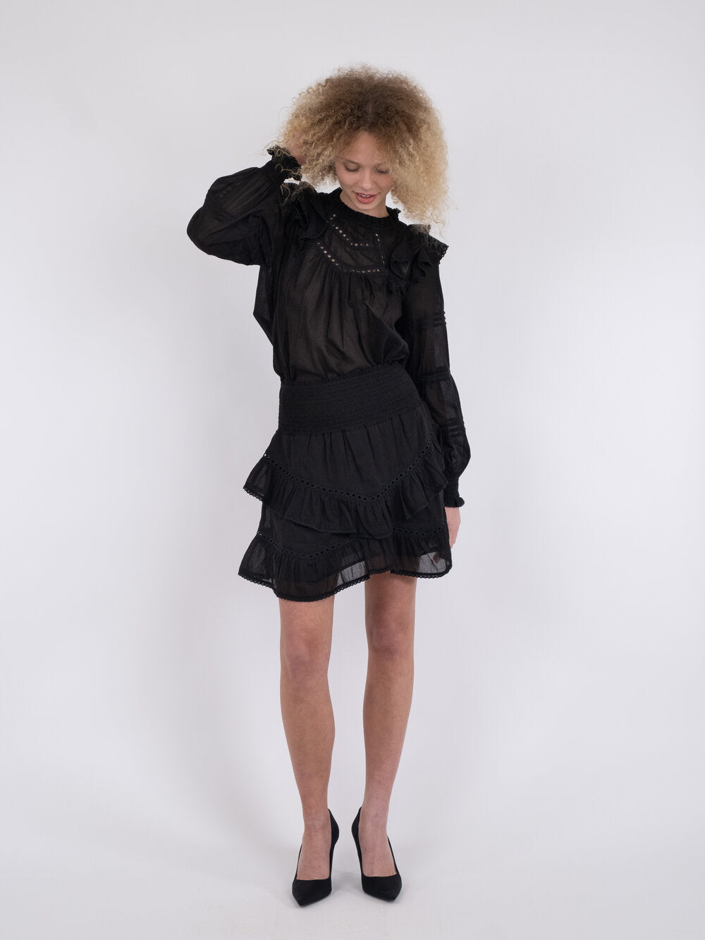 Neo Noir  Ricki S Voile nederdel - sort