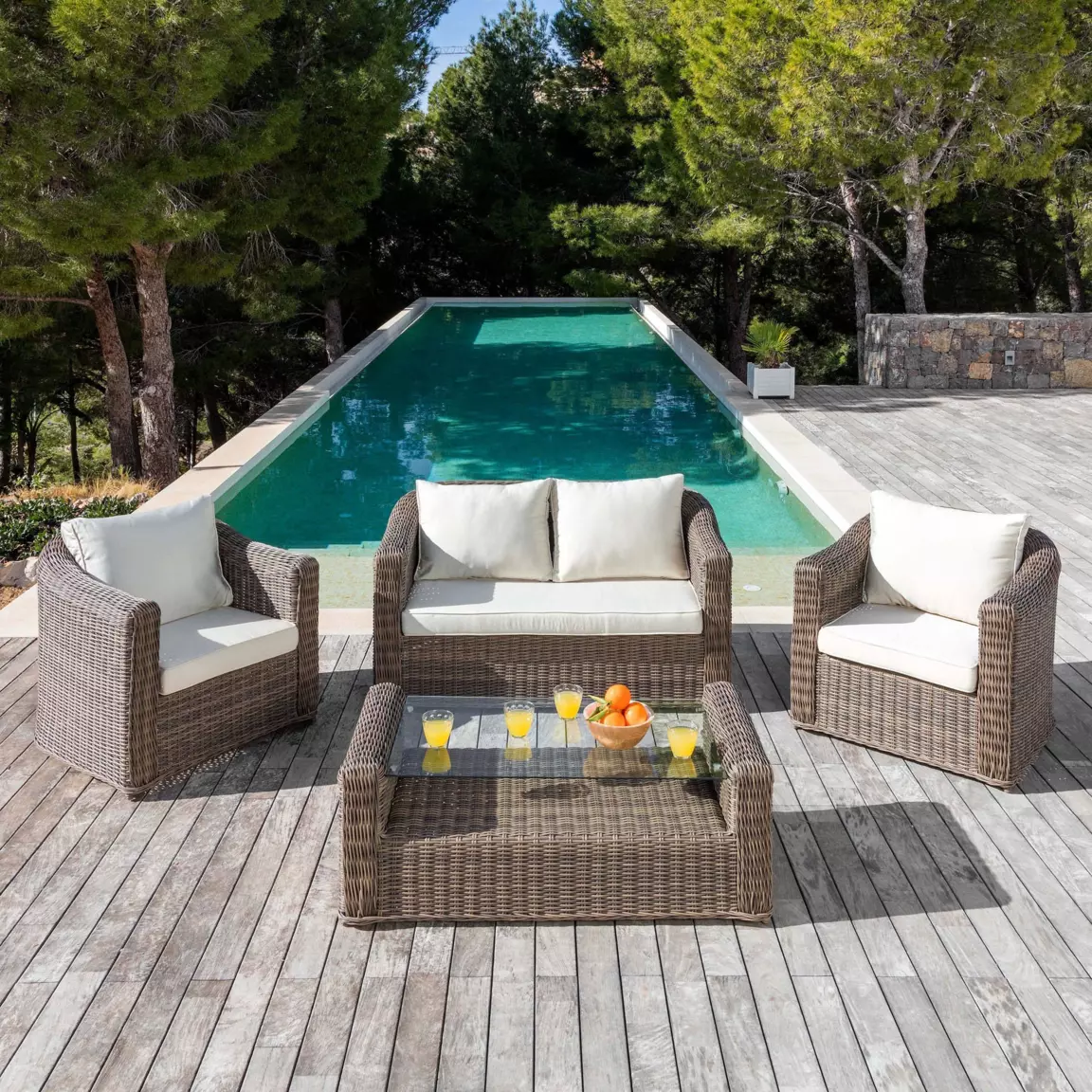 Housses de coussin de remplacement pour salon de jardin Calvi 4 places - Beige