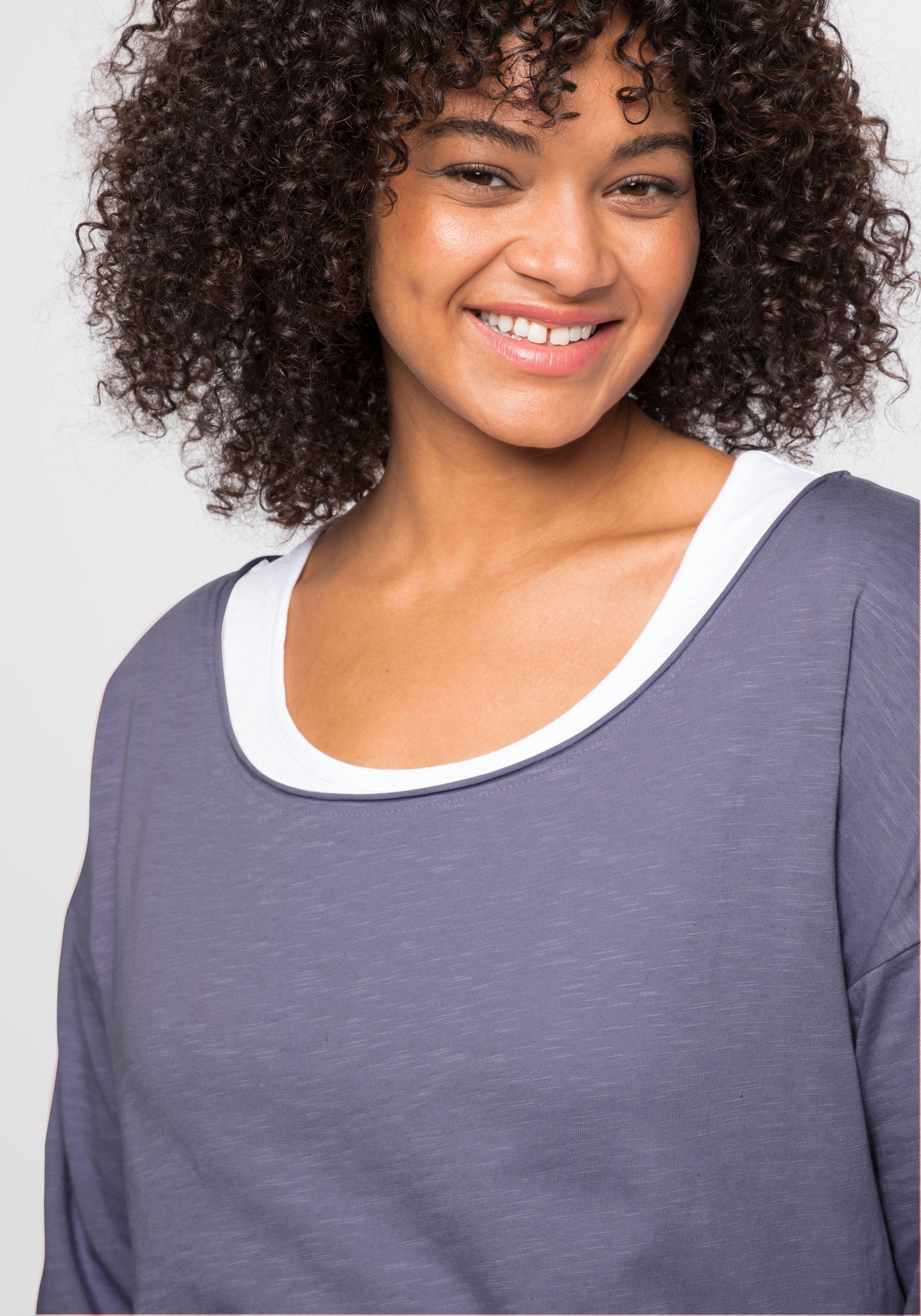 Langarmshirt im Layeringlook, mit Rollkanten