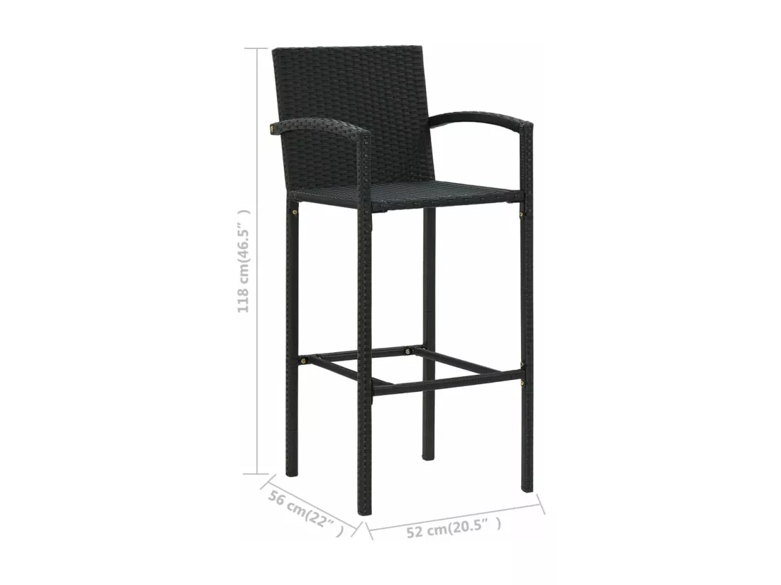 Ensemble de bar d'extérieur 5 pcs accoudoir Résine tressée Noir