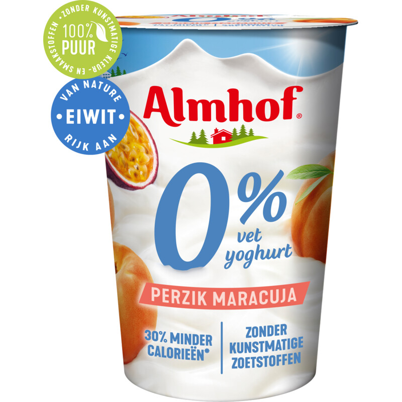 Almhof 0% vet yoghurt perzik-maracuja