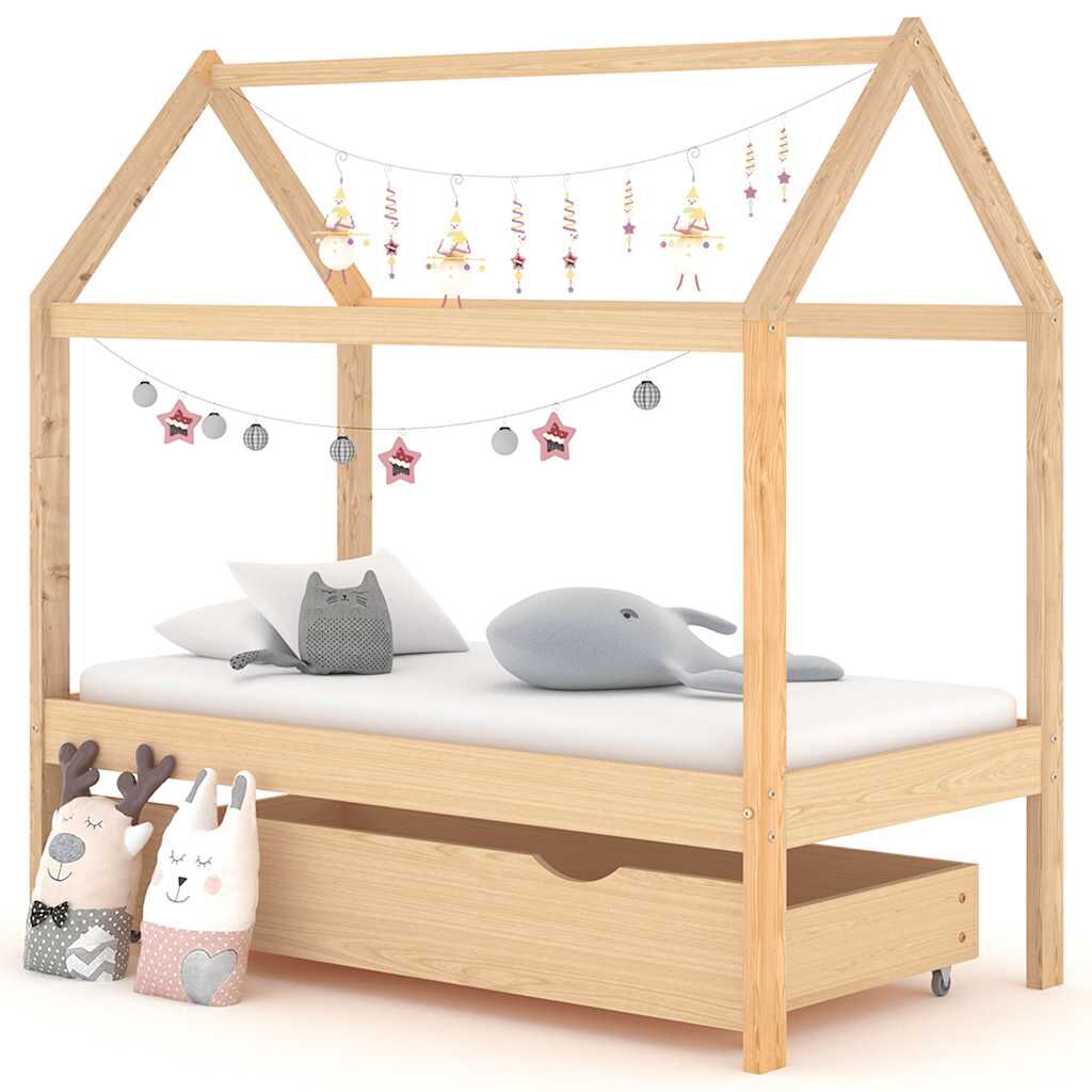 vidaXL Kinderbedframe met lades grenen 70x140 cm