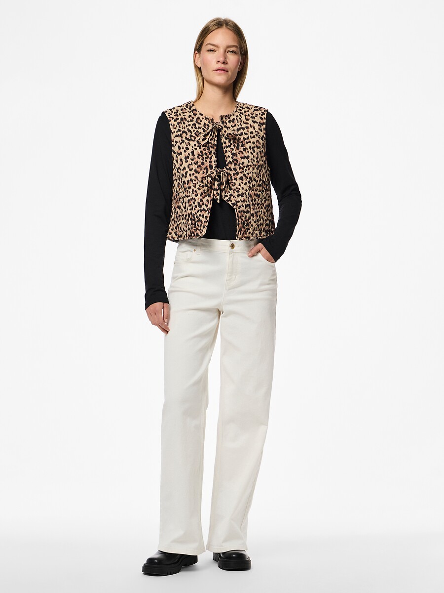 PEÇAS<br>Cardigã sem mangas, estampa de leopardo