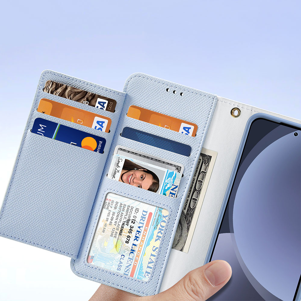 Samsung Galaxy S25 Leder Tasche mit Kartenfächer   Münzfach   Magnetische Schutzhülle - Blau