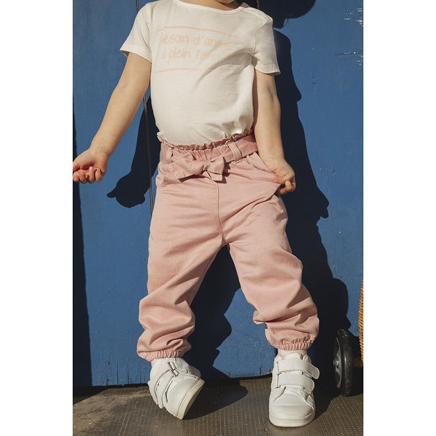 T-shirt manches courtes à message pour bébé fille - Ecru