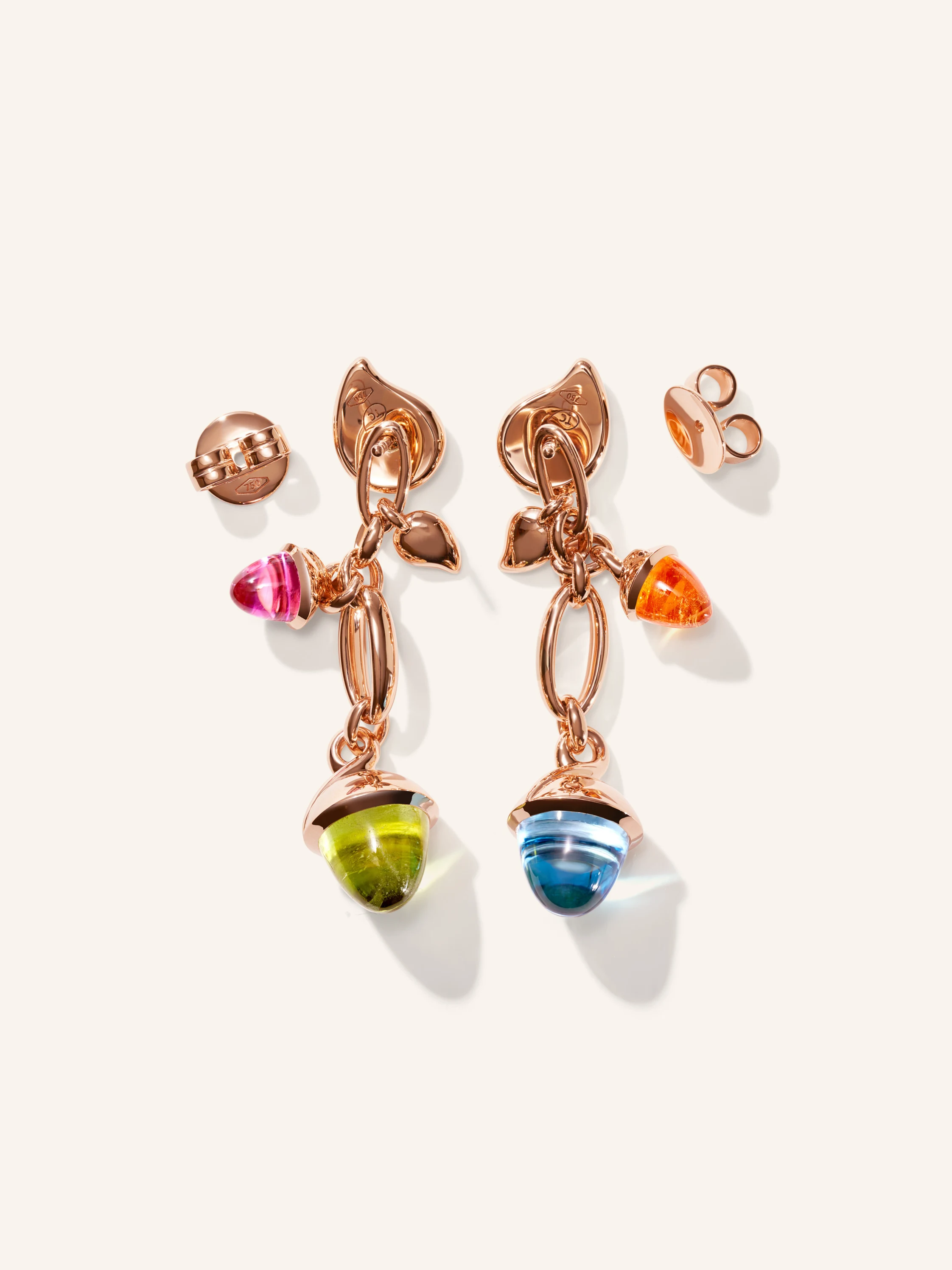 TAMARA COMOLLI Ohrringe OHRRINGE MIKADO DANGLING 2 ACORNS - 'CANDY' 18K Roségold