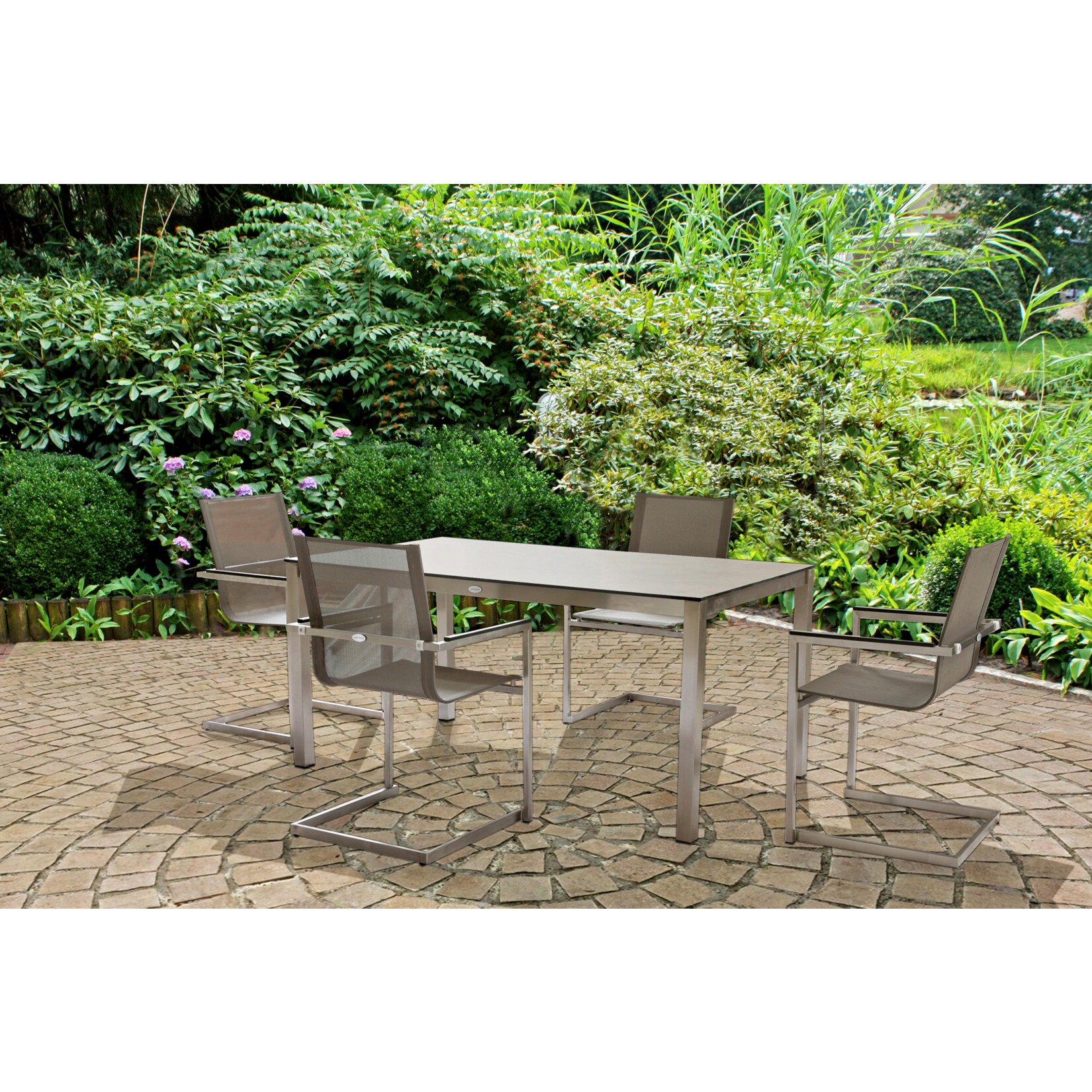 5tlg Tischgruppe Gartenmöbel Gartentisch Stuhl Garten Freischwinger Sessel Tisch