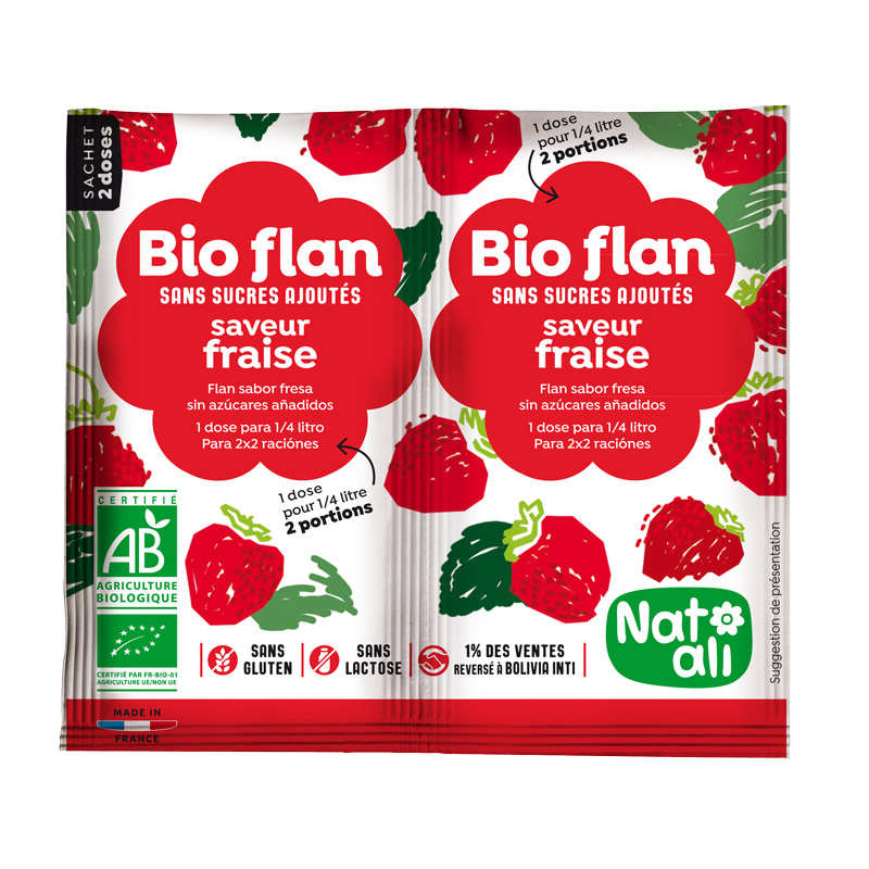 Bio Flan parfum fraise sans sucres ajoutés