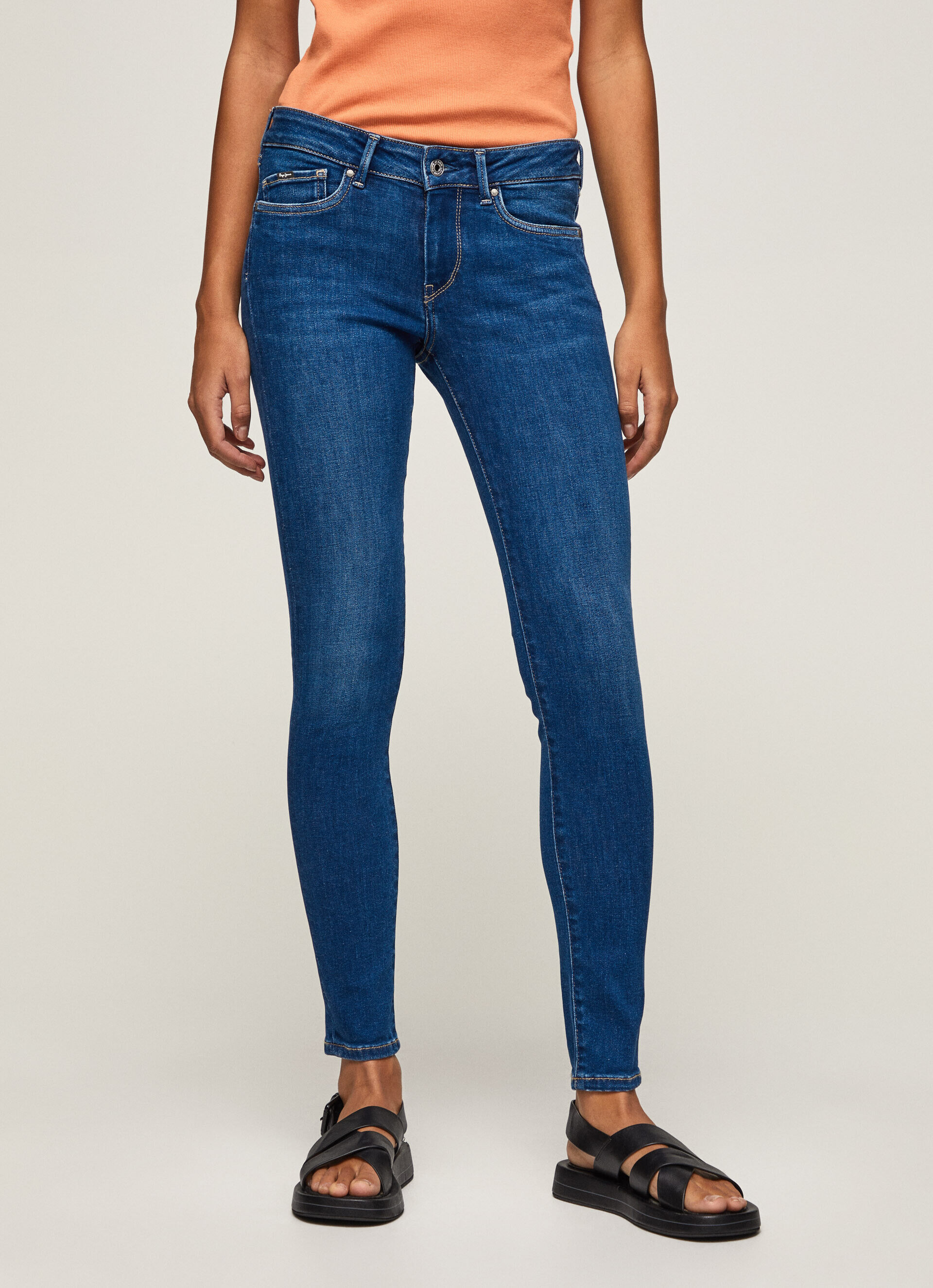 Calça jeans skinny pixie de comprimento médio - jeans