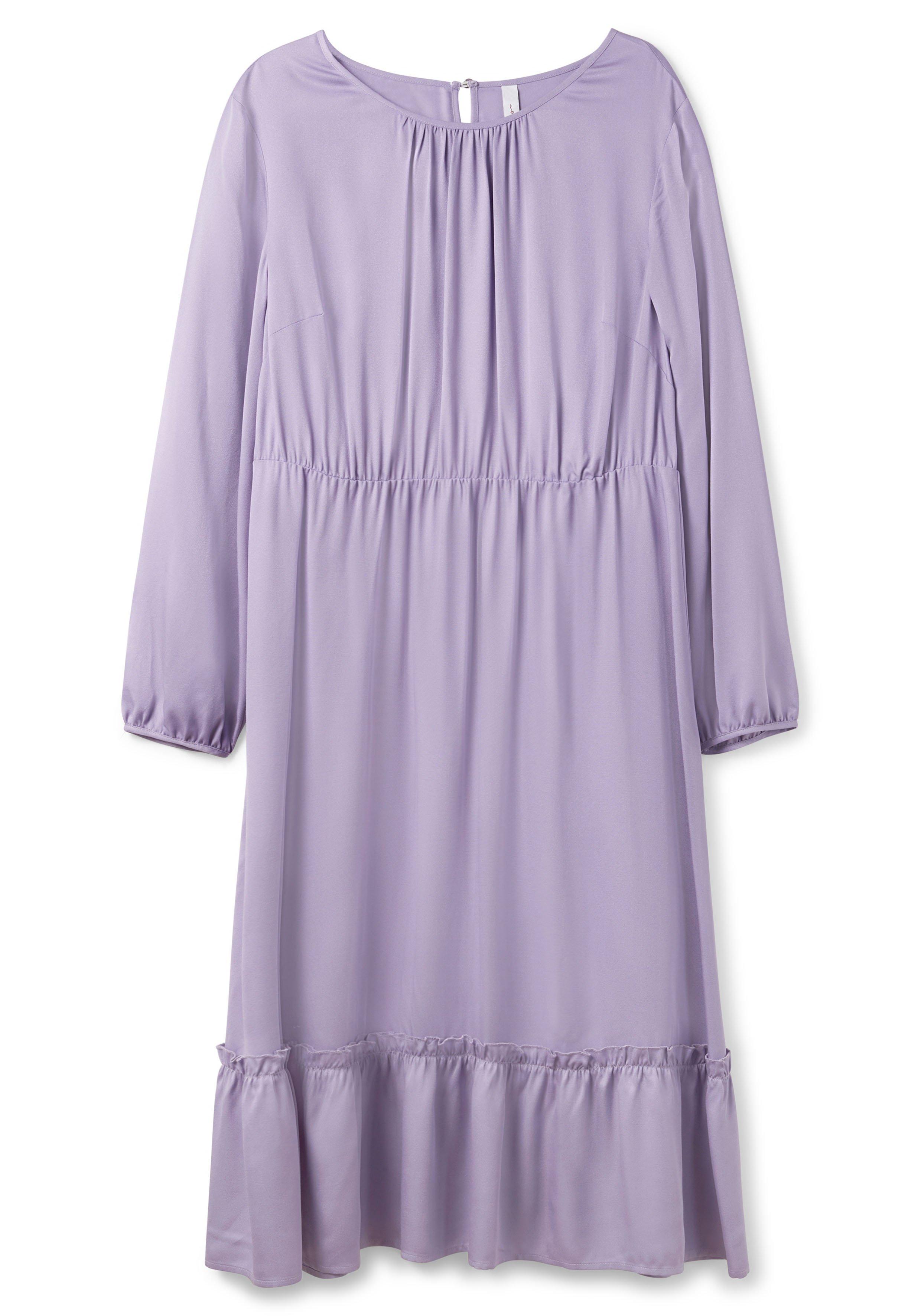 Midikleid mit Taillengummi und Rüsche am Saum
