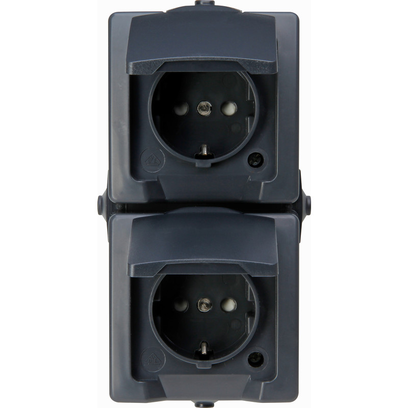 Kopp Nautic wandcontactdoos RA KV dubbel voorbedraad Mat antraciet IP44 verticaal