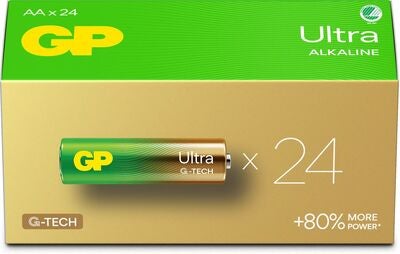 GP Ultra Alkaline G-TECH AA/LR6 Batterier Svanemerket 24-Pack