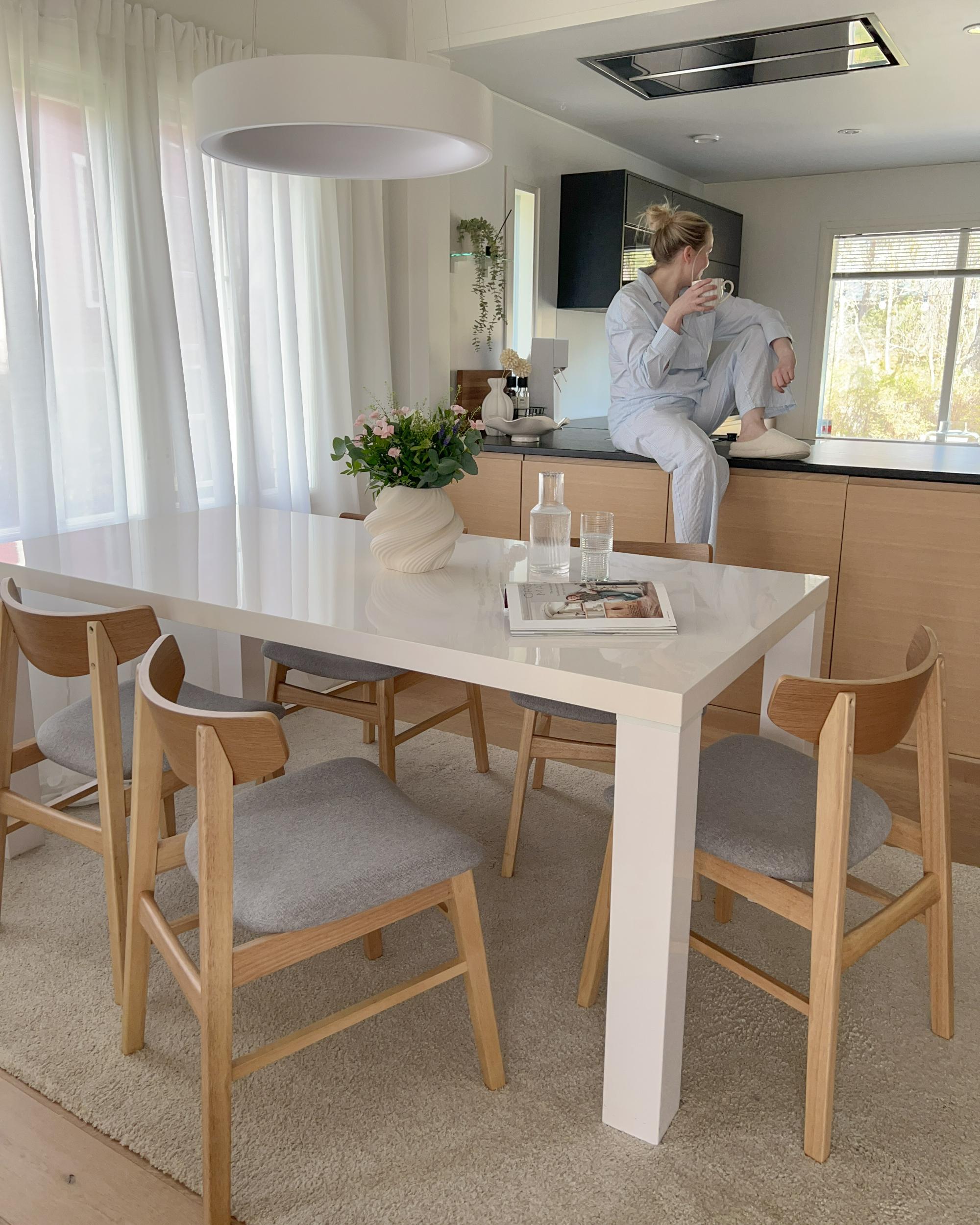 Set van 2 eetkamerstoelen SMILEY Hout Lichtgrijs
