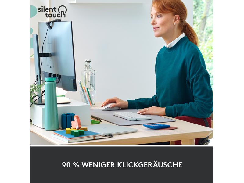 Logitech Maus Signature M650 Weiss Präzise Wireless-Maus mit «Logitech SilentTouch»-Technologie