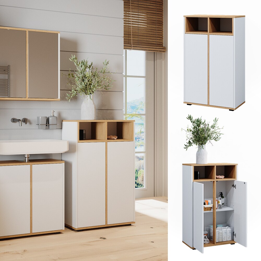 Vicco Midischrank Didi Weiß Eiche 60 x 97 cm mit 2 Türen