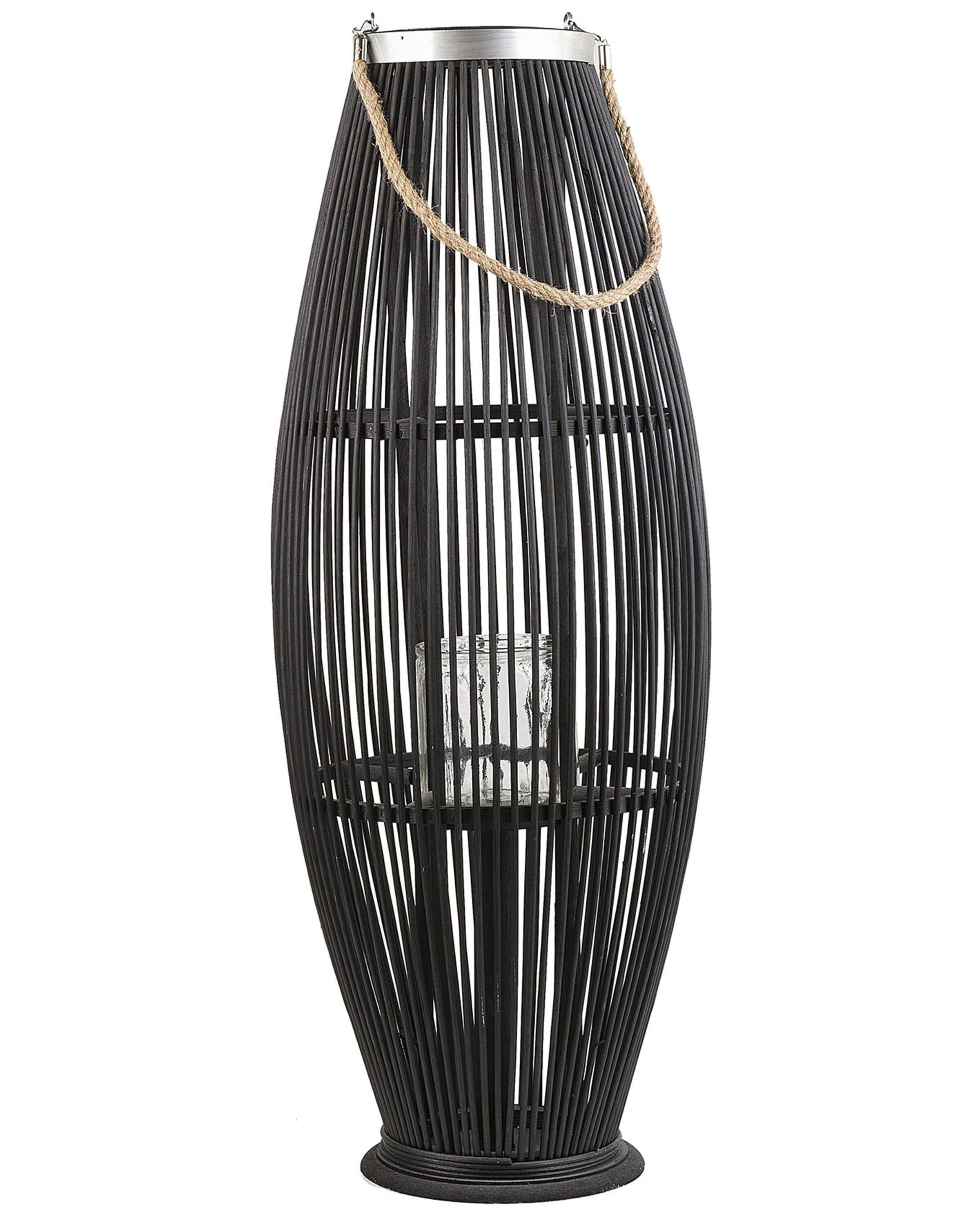 Lantaarn TAHITI Bamboehout 84 cm Zwart